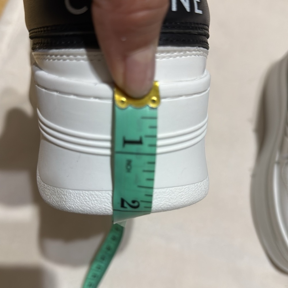 CELINE Block Wedge Calfskin Optic White / Black Sneakers - Picture 9 of 10